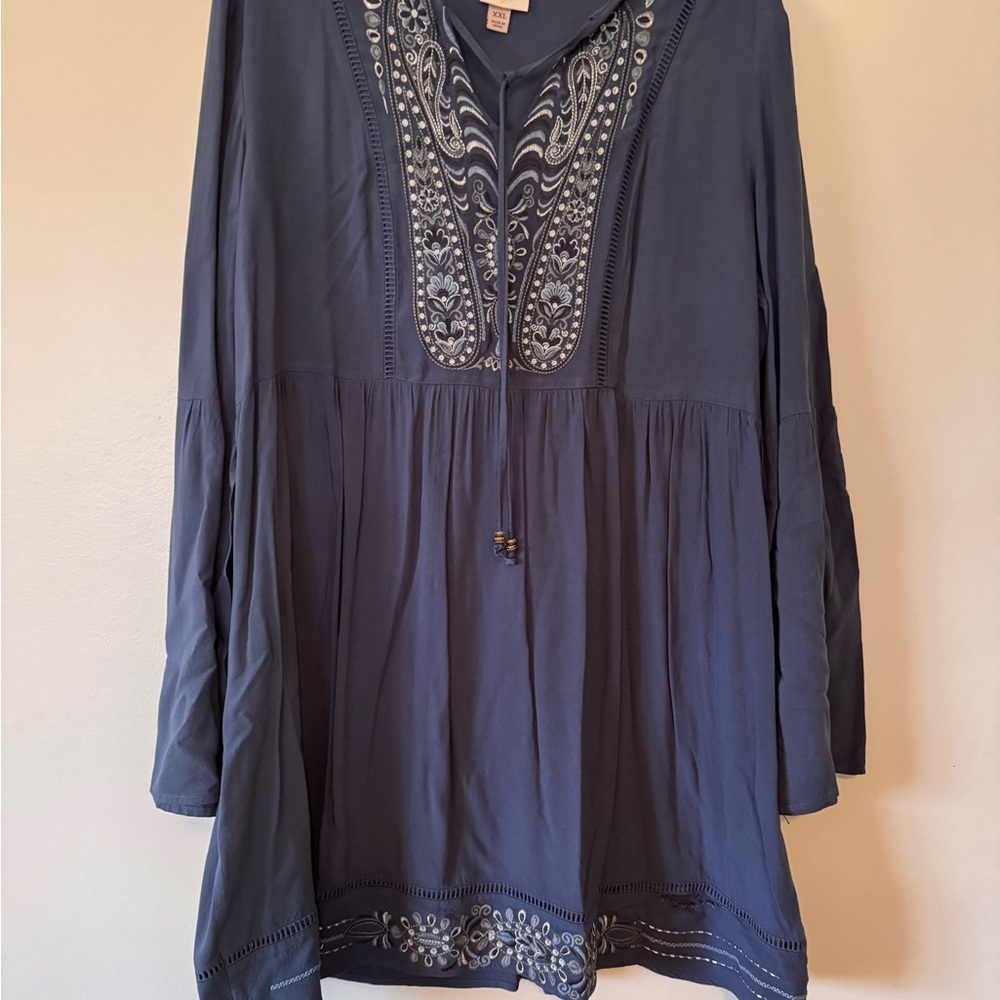 Embroidered Blue Women's Top